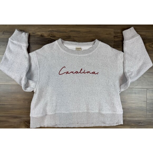 Chicka-d Carolina Sweater Womens Sz Medium Gray Pullover Crop Varsity - Picture 1 of 7